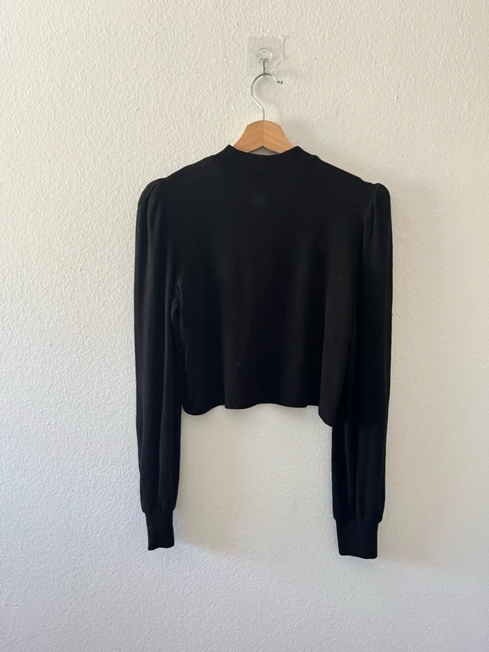Reformation Cydney Black Puff Sleeve Mock Neck Sweater Top Women's Sz Medium